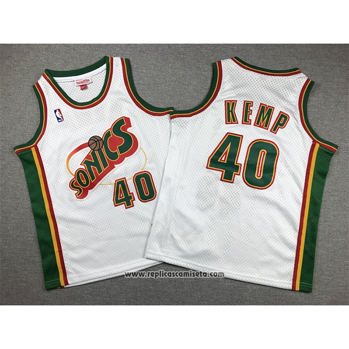 Camiseta Nino Seattle SuperSonics Shawn Kemp #40 Historic Retro Blanco